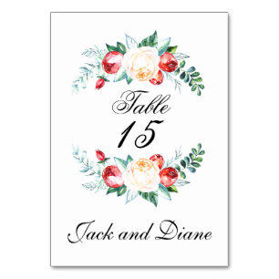 Rose und Berry Watercolor Stems Tischnummer