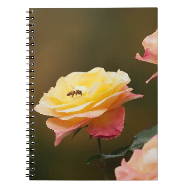 Rose und Biene Tragetasche Notizblock (Vorderseite)