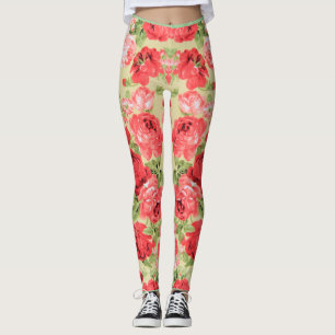 Rose und Blätter Blumenmuster Leggings