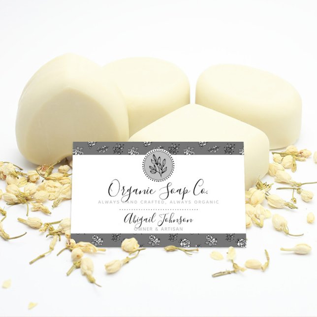 Rose und Blätter Schwarz/Grau Kunstvoll wandern Visitenkarte (Von Creator hochgeladen)