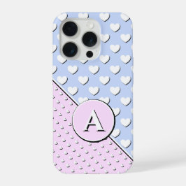 Rose und Blautöne, kundenspezifische Monogramme iPhone 15 Pro Hülle