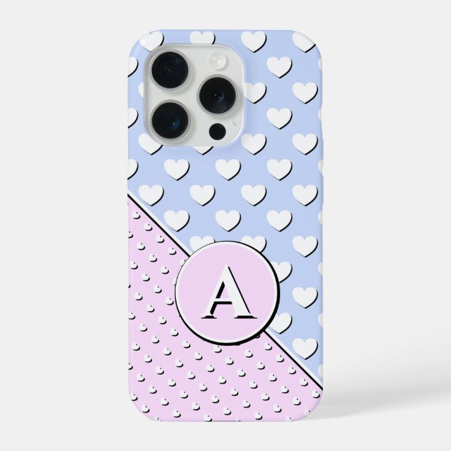 Rose und Blautöne, kundenspezifische Monogramme iPhone 15 Pro Hülle (Rückseite)