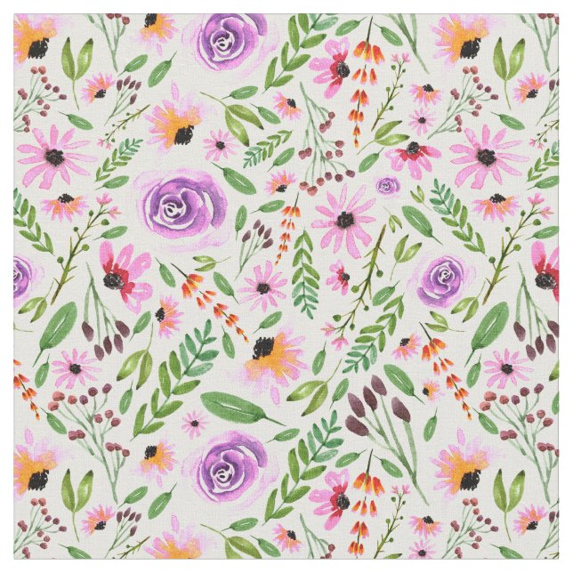 Rose und Blumenmuster Stoff (Nahaufnahme)