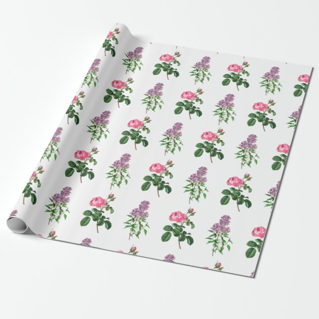 Rose und Botanische Lilac-Printwerbung Geschenkpapier (Ungerollt)