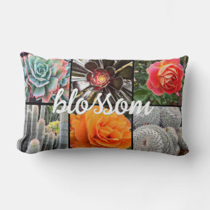 Rose und Cacti Foto Collage Blossom Script fett Lendenkissen