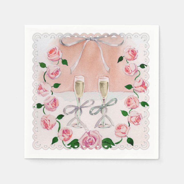 Rose und Champagner Serviette (Vorderseite)