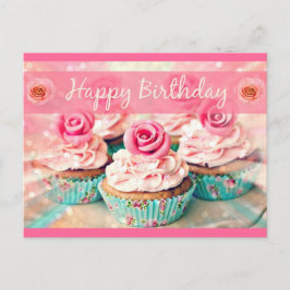 Rose und Cupcakes Postkarte