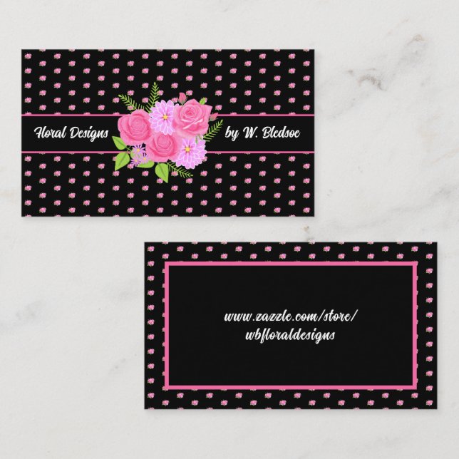 Rose und Dahlias Business Card Telefonnummerkarte (Vorne/Hinten)