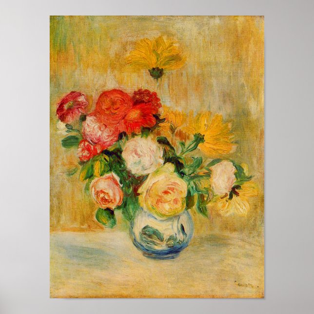 Rose und Dahlias von Renoir Poster (Vorne)