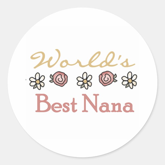 Rose und Daisies World's Best Nana Runder Aufkleber (Vorderseite)