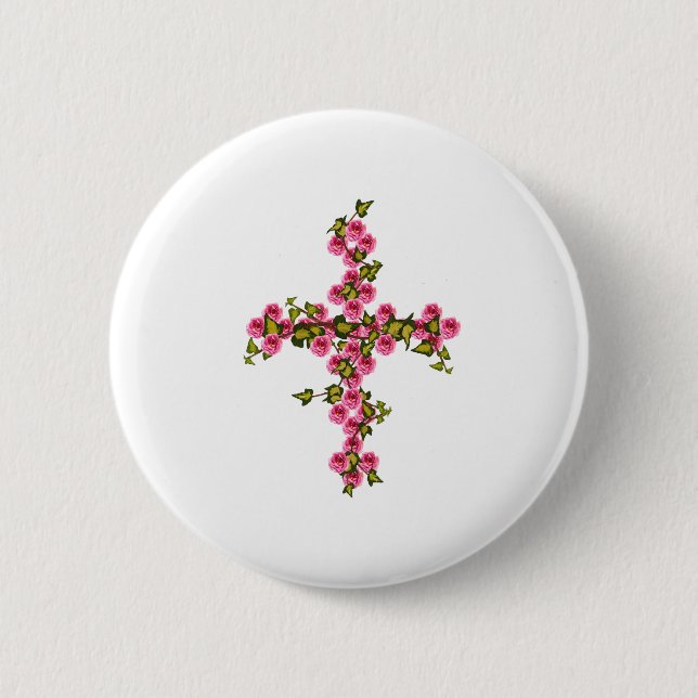 Rose und Efeu Button (Vorderseite)