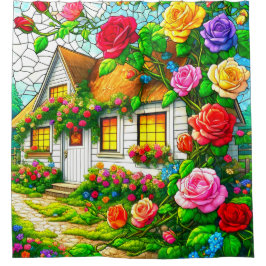 Rose und eine Hütte Duschvorhang