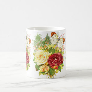 Rose und eine Schmetterlingskaffee-Tasse Kaffeetasse