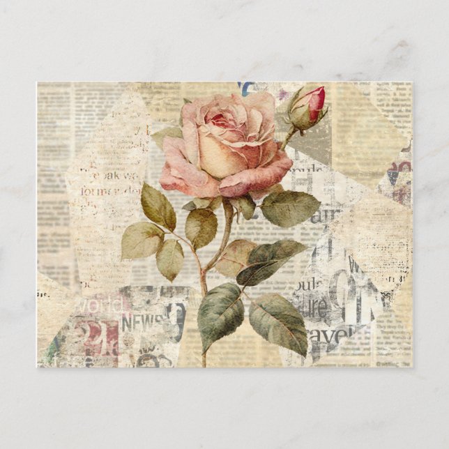 Rose und Erinnerungen Postkarte Einladung (Vorderseite)