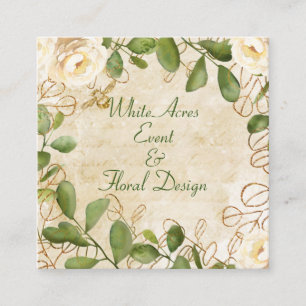Rose und Foliage Gerahmt Square Business Card Quadratische Visitenkarte