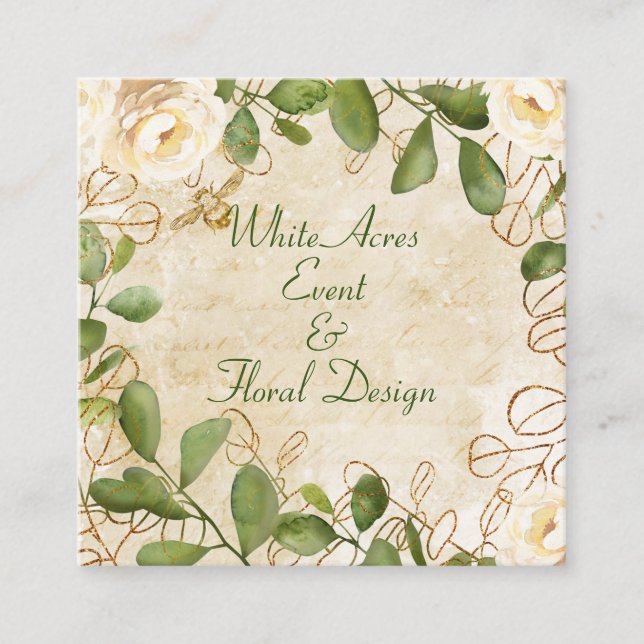 Rose und Foliage Gerahmt Square Business Card Quadratische Visitenkarte (Vorderseite)