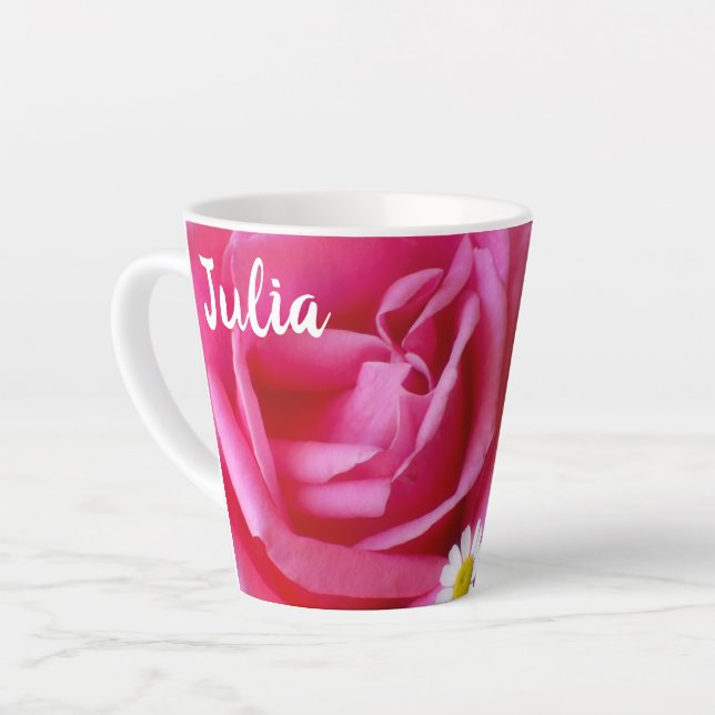 Rose und Foto der weißen Milchsorten Milchtasse (Linke Ecke)