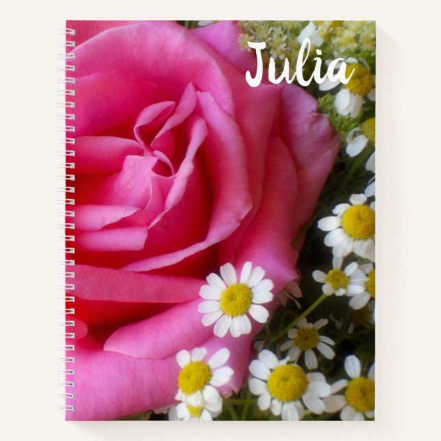 Rose und Foto der weißen Milchsorten Notizbuch (Vorderseite)