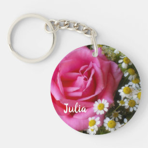 Rose und Foto der weißen Milchsorten Schlüsselanhänger