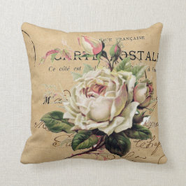 Rose und französische Postkartenleuchte Kissen