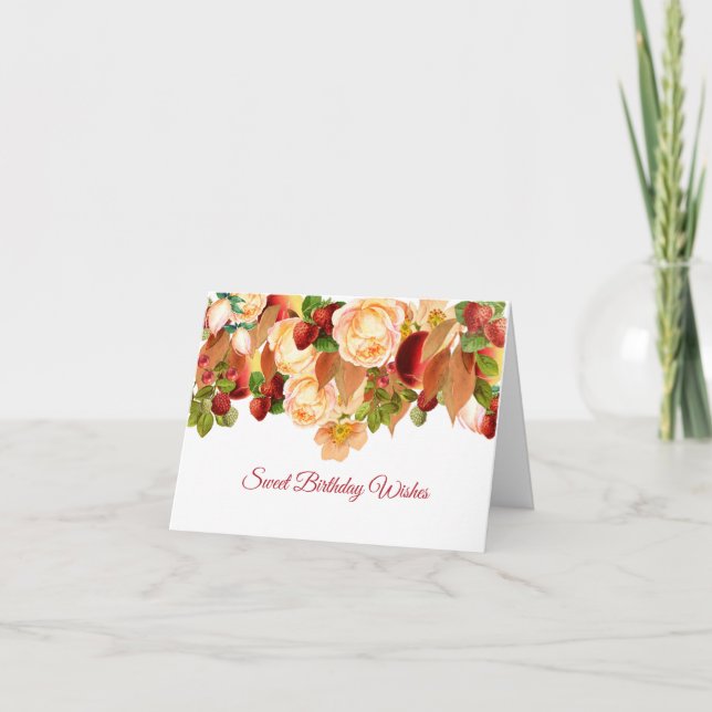 Rose und gemischte Berries Geburtstagskarte Karte (Vorderseite)