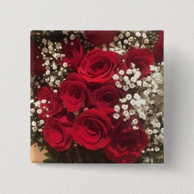 Rose und Gipskraut Button (Vorderseite)