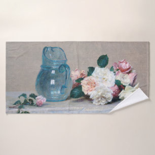 Rose und Glass Jug, Henri Fantin-Latour Badehandtuch