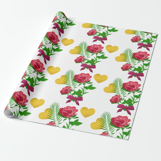 Rose und Gold Heft Geschenkpapier (Ungerollt)