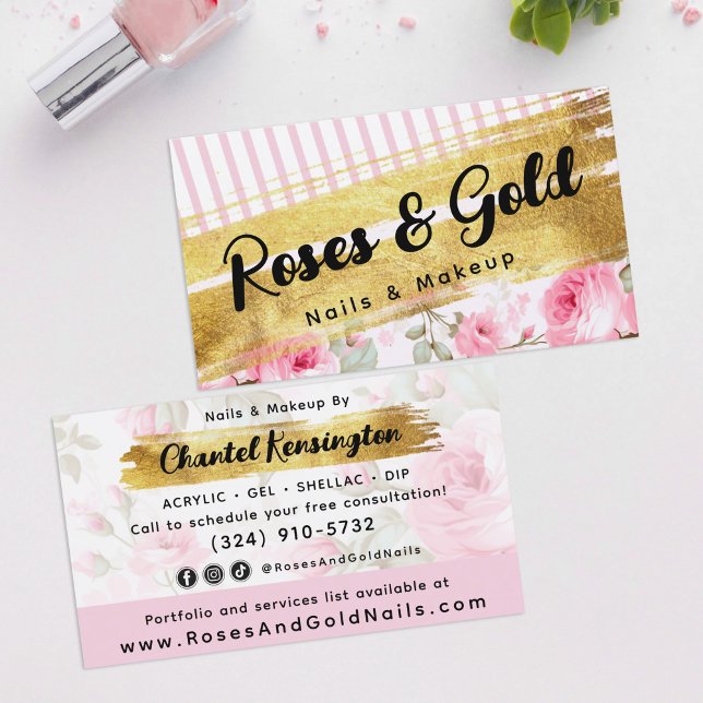 Rose und Gold Shabby Chic Visitenkarte (Von Creator hochgeladen)