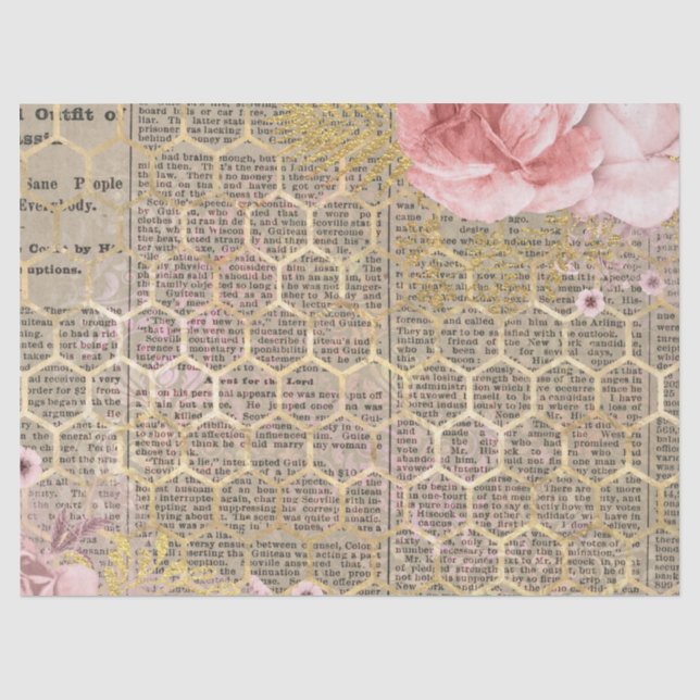 Rose- und Goldwabenkleidpapier Seidenpapier (Vorderseite)