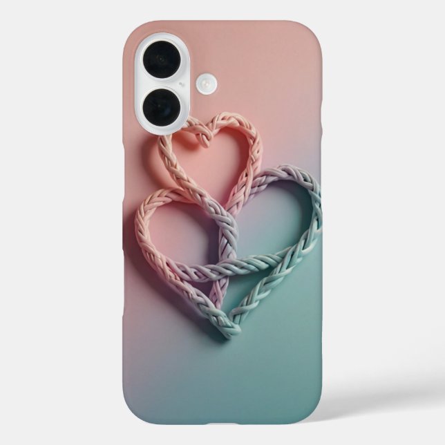Rose und Herzen der Wasserfarben iPhone 16 Hülle (Rückseite)