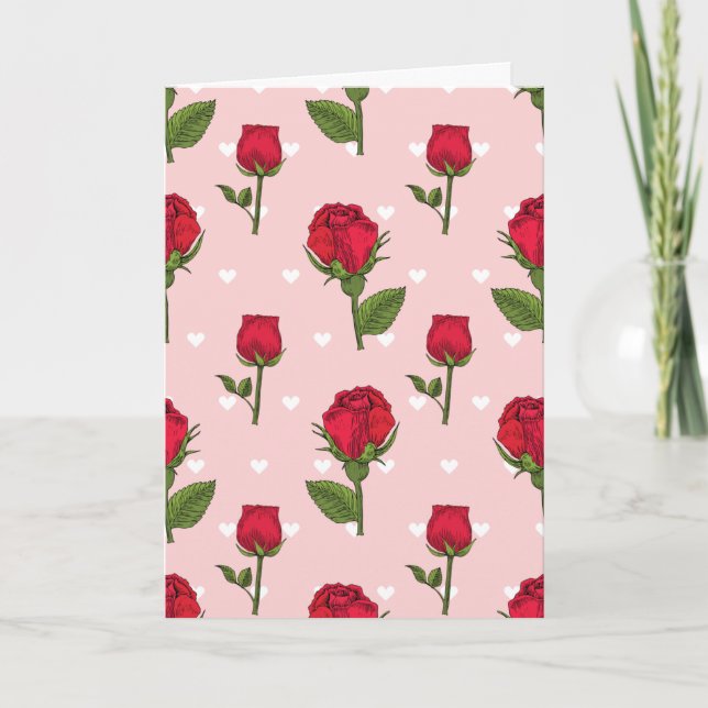 Rose- und Herzklappenkarte (Vorderseite)