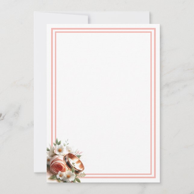 Rose und Hochzeitsring Einladung (Vorderseite)