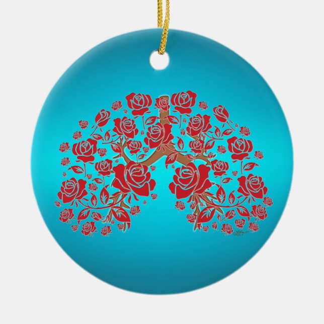 Rose und Hoffnung Keramik Ornament (Vorne)