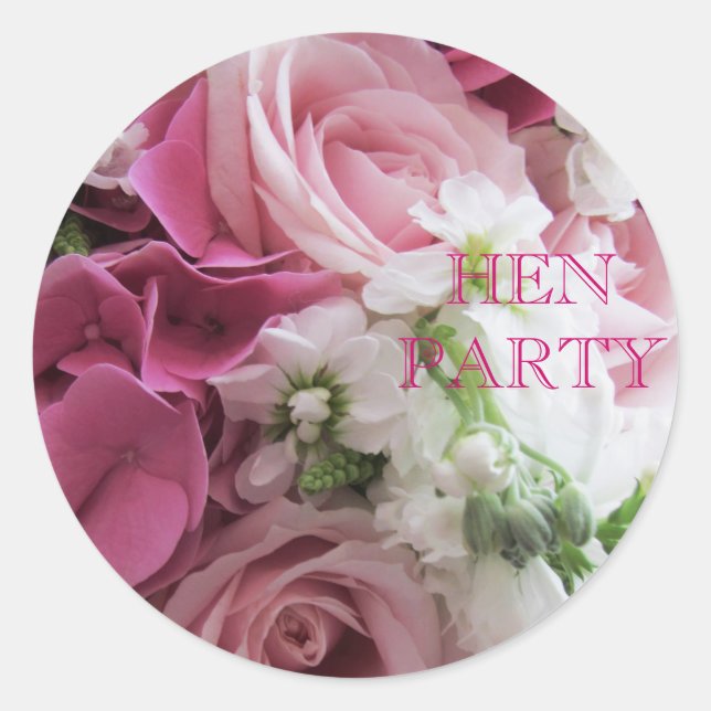 Rose und Hydrangeas Hen Party Do Stickers (Vorderseite)