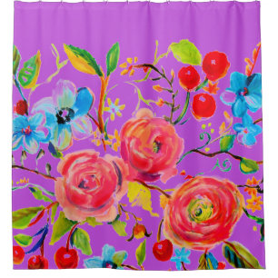 Rose und Kirsche Lila 2,0 Duschvorhang