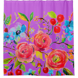Rose und Kirsche Lila 2,0 Duschvorhang