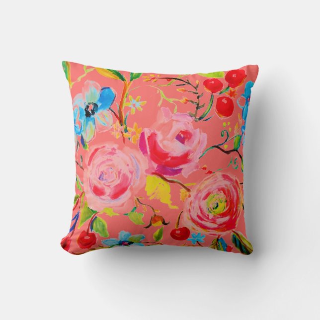 Rose und Kirschrot individuell einstellbar Kissen (Vorderseite)