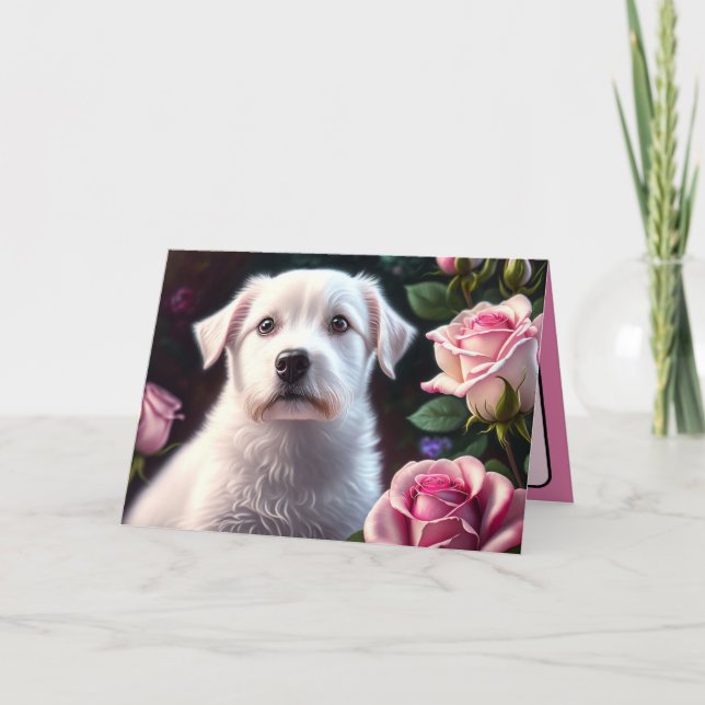 Rose und kleine Hundesammlung Karte (Vorderseite)
