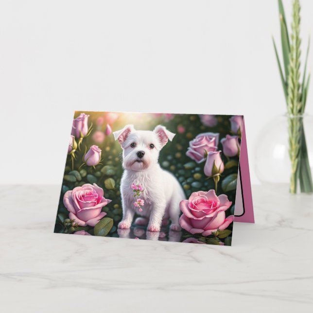 Rose und kleine Hundesammlung Karte (Vorderseite)