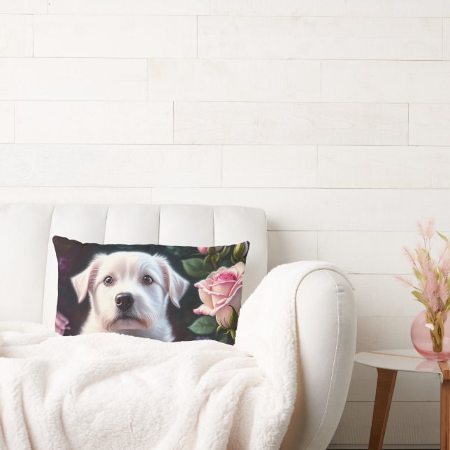 Rose und kleine Hundesammlung Lendenkissen (Liege)