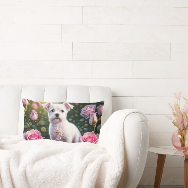 Rose und kleine Hundesammlung Lendenkissen (Liege)
