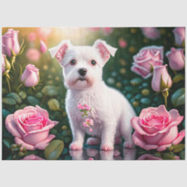 Rose und kleine Hundesammlung Seidenpapier