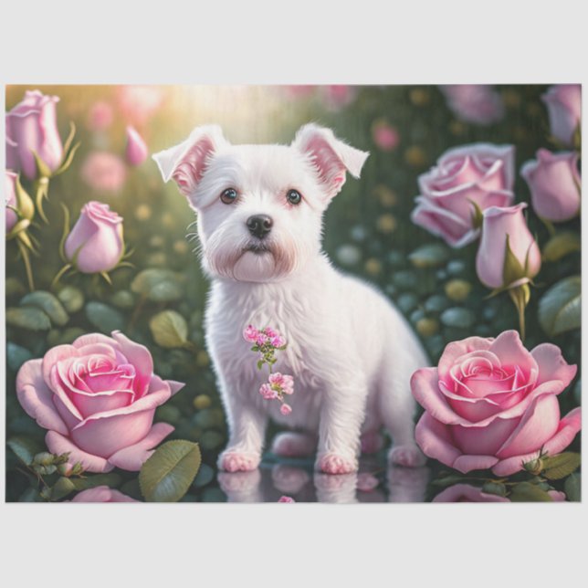 Rose und kleine Hundesammlung Seidenpapier (Vorderseite)