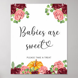 Rose und kleine Kürbisbabys sind schweißgepresste  Poster