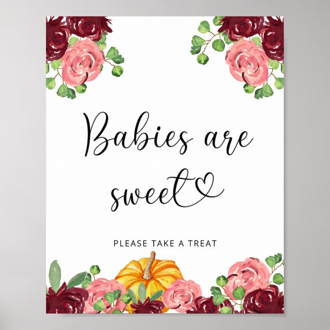 Rose und kleine Kürbisbabys sind schweißgepresste  Poster (Vorne)
