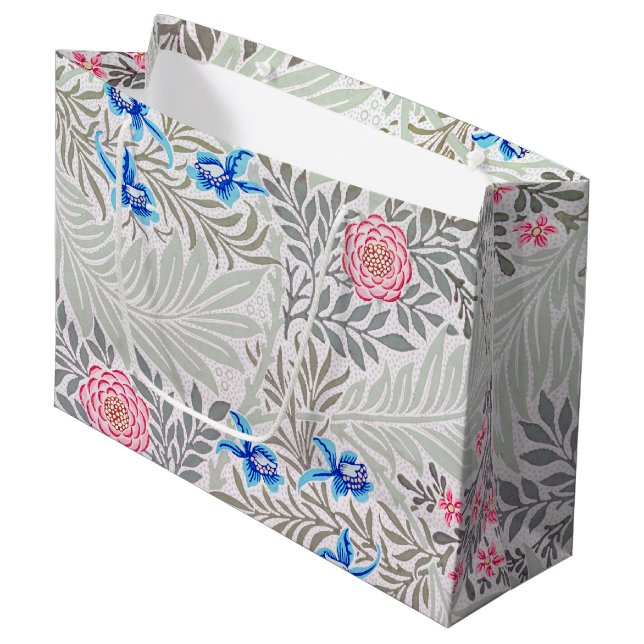 Rose und Larkspur, William Morris große Geschenkta Große Geschenktüte (Vorderseite Schrägansicht)