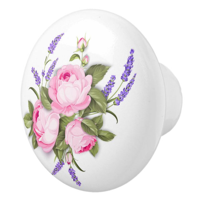 Rose und Lavendel-Keramik Keramikknauf (Rechts)
