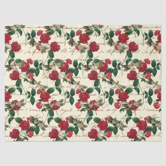 Rose und Libellen (Design 18) Seidenpapier (Vorderseite)