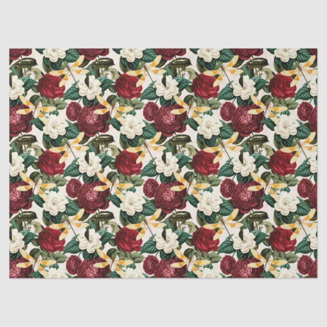 Rose und Libellen (Design 8) Seidenpapier (Vorderseite)